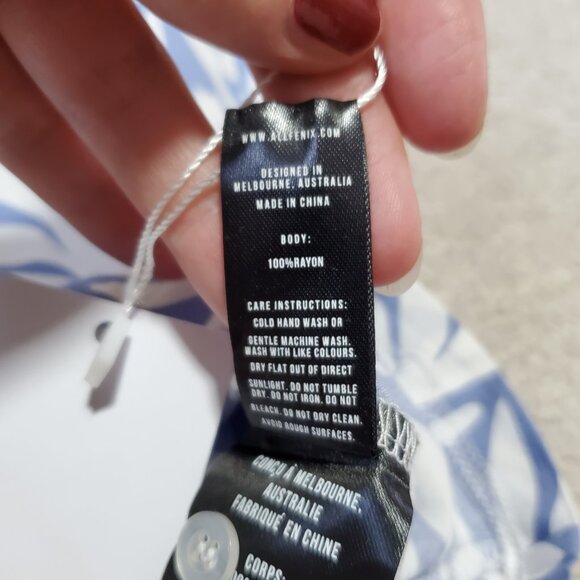 ALLFENIX NWT Botanical Cabana Button Down Front Shirt SS Powder Blue Mens Medium - Picture 9 of 10